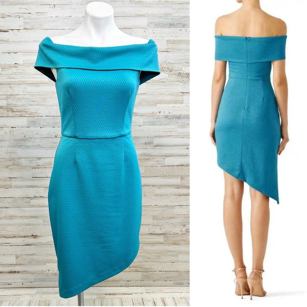 Slate & Willow Asymmetrical Off the Shoulder Dress Womens Size M Teal Jersey